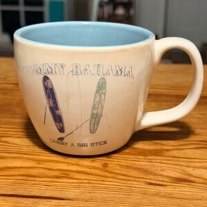 Tommy Bahama Carry A Big Stick Coffee Mug Oversized Blue White Surfboard Paddle